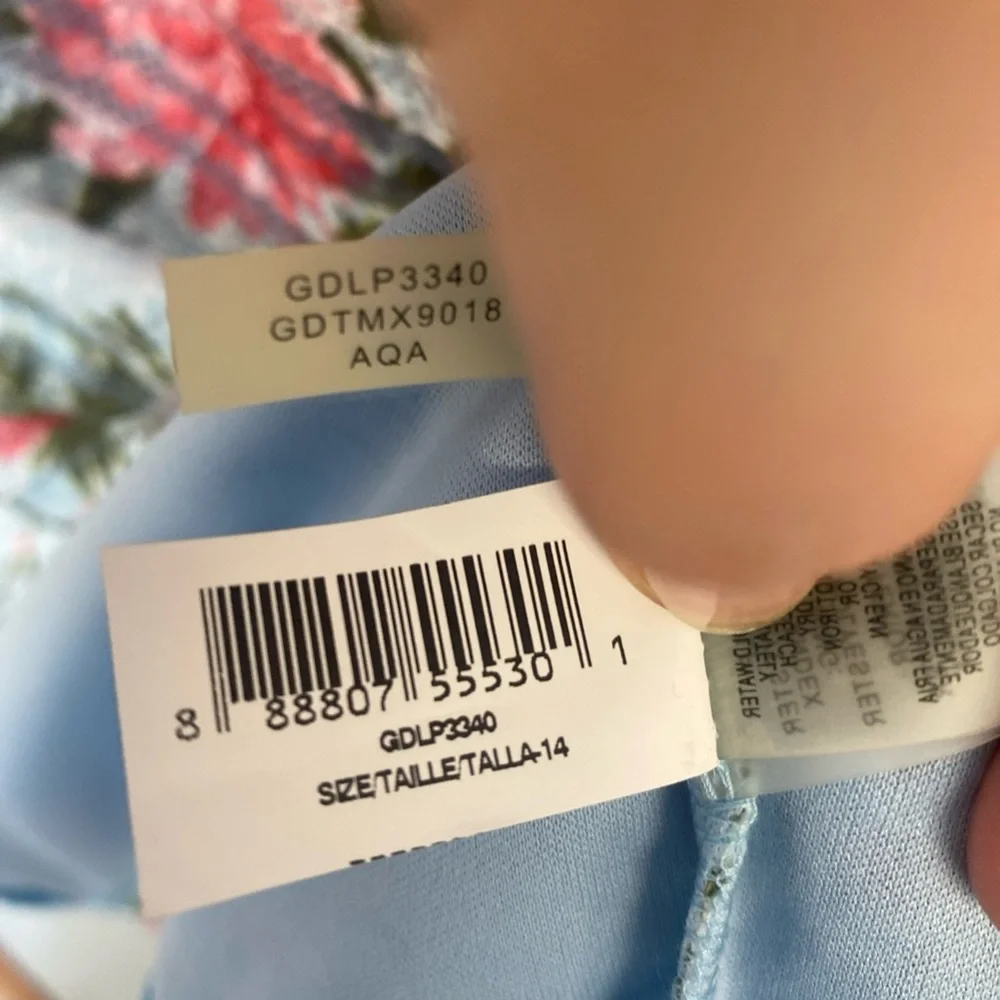 Guess Blue Lace Floral Mini Bodycon Dress Keyhole Back Sleeveles Lattice Size 14 - Picture 5 of 12